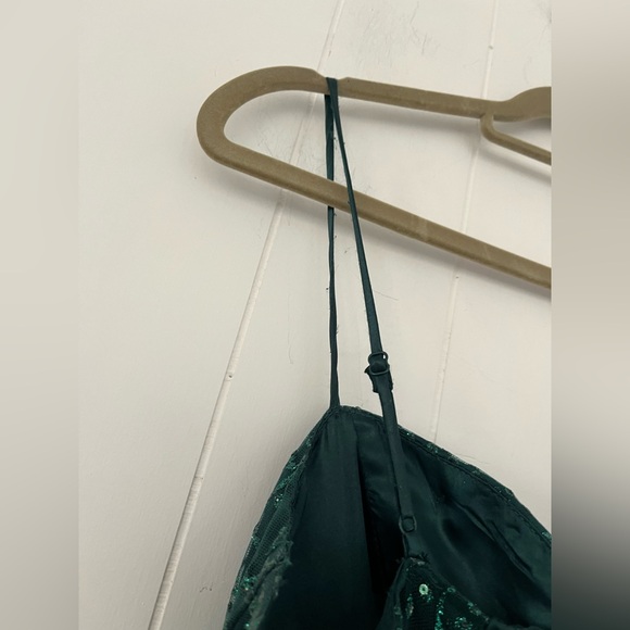 Windsor Lauren Sweetheart A-Line Glitter Green Sequin Dress Size 9 - Picture 14 of 16